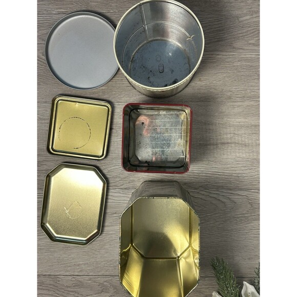 Set Of 3 Assorted Vintage Metal Christmas Tins Holidays Winter Victorian - Picture 13 of 14